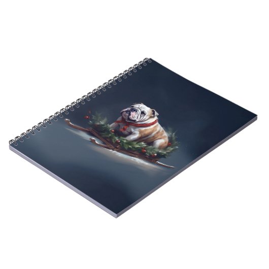 Bulldog Kerstmis sneeuw winter Notitieboek (Linkerzijde)