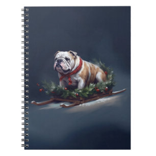 Bulldog Kerstmis sneeuw winter Notitieboek