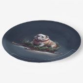 Bulldog Kerstmis sneeuw winter Papieren Bordje (Gekanteld)