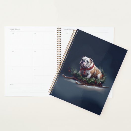 Bulldog Kerstmis sneeuw winter Planner (Display)