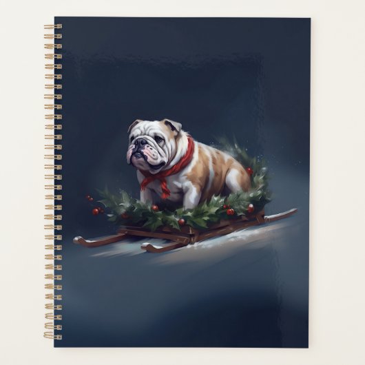Bulldog Kerstmis sneeuw winter Planner (Voorkant)