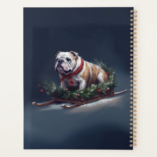 Bulldog Kerstmis sneeuw winter Planner (Achterkant)