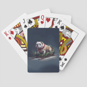 Bulldog Kerstmis sneeuw winter Pokerkaarten