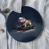 Bulldog Kerstmis sneeuw winter Ronde Button 6,0 Cm (In situ)