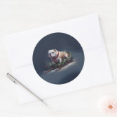Bulldog Kerstmis sneeuw winter Ronde Sticker (Envelop)