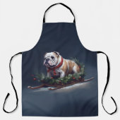 Bulldog Kerstmis sneeuw winter Schort (Voorkant)