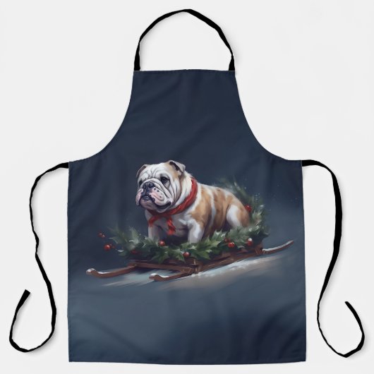 Bulldog Kerstmis sneeuw winter Schort (Voorkant)