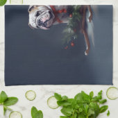 Bulldog Kerstmis sneeuw winter Theedoek (Gevouwen)