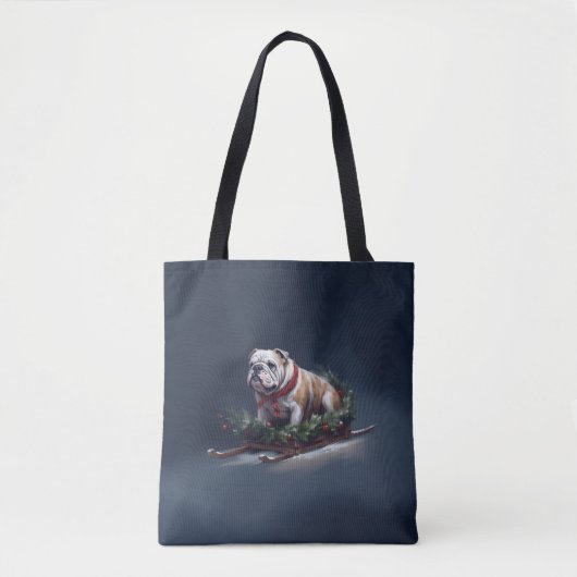Bulldog Kerstmis sneeuw winter Tote Bag (Voorkant)