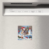 Bulldog Kerstmis Sneeuwlandschap Magneet (Insitu (Vaatwasser))