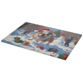 Bulldog Kerstmis Sneeuwlandschap Snijplank (Hoek)