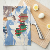 Bulldog Kerstmis Sneeuwlandschap Theedoek (Quarter Fold)