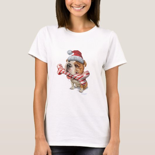 Bulldog kerstmis t-shirt (Voorkant)