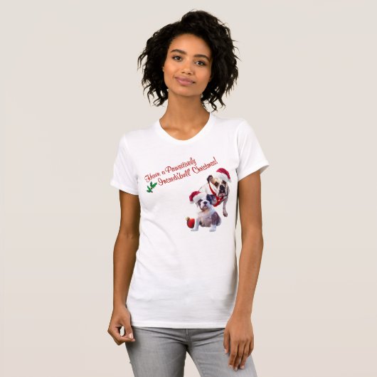 Bulldog kerstnightshirt t-shirt (Voorkant volledig)