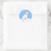 Bulldog Kerstrendierwit Ronde Sticker (Tas)
