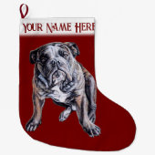 Bulldog kerststaart op maat van gepersonaliseerde  grote kerstsok (Voorkant)