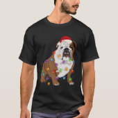 Bulldog Kerstverlichting Xmas Hondenliefhebber T-shirt (Voorkant)