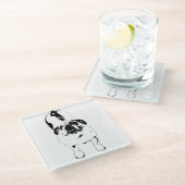 Bulldog - Kijk omhoog, Bold B & W Glazen Onderzetter (Schuin)