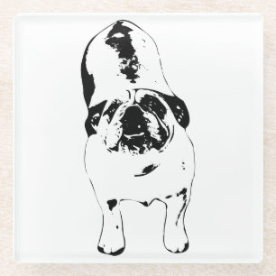 Bulldog - Kijk omhoog, Bold B & W Glazen Onderzetter