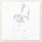 Bulldog - Kijk omhoog, Bold B & W Glazen Onderzetter (Achterkant)