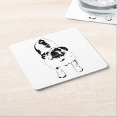 Bulldog - Kijk omhoog, Bold B & W Kartonnen Onderzetters (Schuin)