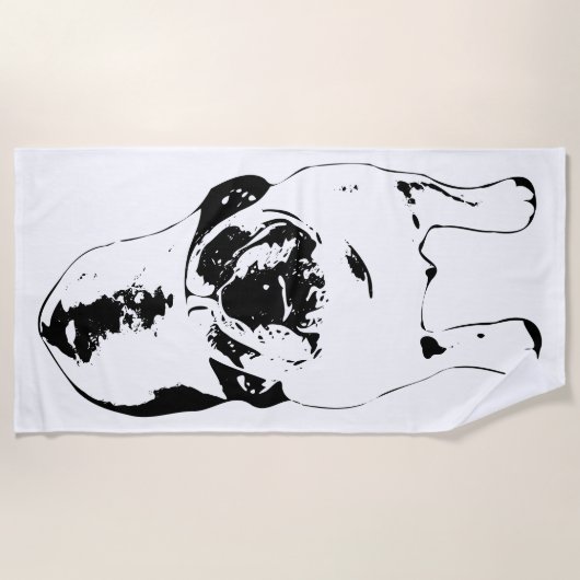 Bulldog - Kijk omhoog, Bold B & W Strandlaken (Voorkant)