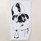 Bulldog - Kijk omhoog, Bold B & W Strandlaken (Voorkant)
