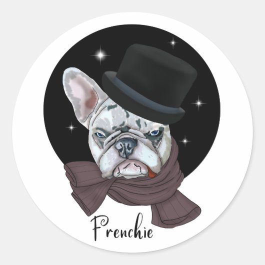 Bulldog knap. Frenchie Ronde Sticker (Voorkant)
