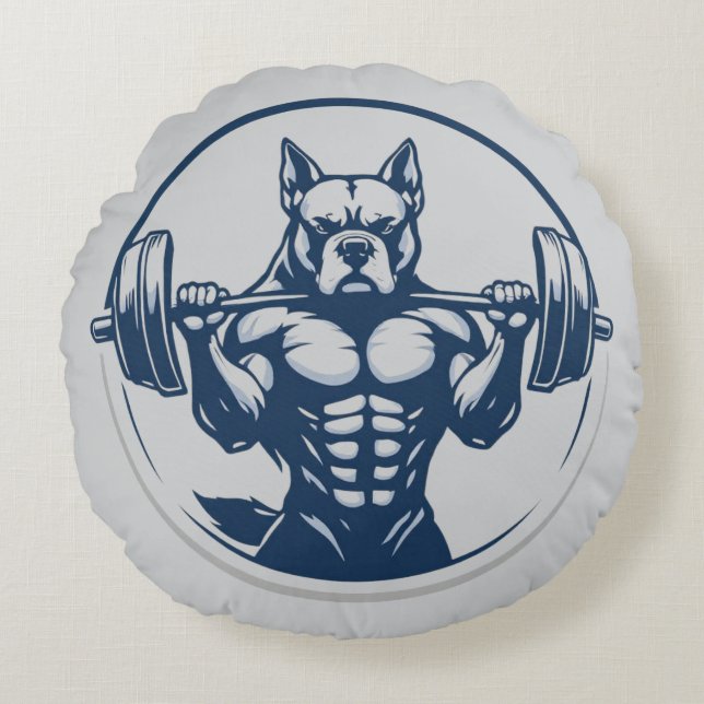 Bulldog Kracht Rond Kussen (Voorkant)