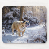 Bulldog Laat het Sneeuwen Kerst Borstelige  Muismat (Voorkant)