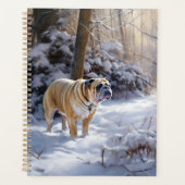 Bulldog Laat het Sneeuwen Kerst Borstelige  Planner (Voorkant)
