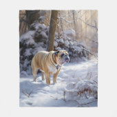 Bulldog Laat het sneeuwen Kerstmis geborsteld Fleece Deken (Voorkant)
