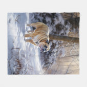 Bulldog Laat het sneeuwen Kerstmis geborsteld Fleece Deken (Voorkant (Horizontaal))
