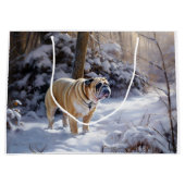 Bulldog Laat het sneeuwen Kerstmis geborsteld Groot Cadeauzakje (Voorkant)