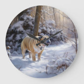 Bulldog Laat het sneeuwen Kerstmis geborsteld Grote Klok (Voorkant)