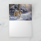 Bulldog Laat het sneeuwen Kerstmis geborsteld Kaart (Binnen)