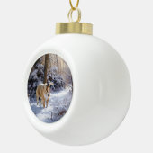 Bulldog Laat het sneeuwen Kerstmis geborsteld Keramische Bal Ornament (Rechts)
