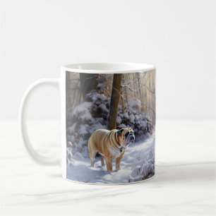 Bulldog Laat het sneeuwen Kerstmis geborsteld Koffiemok