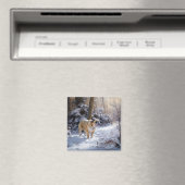 Bulldog Laat het sneeuwen Kerstmis geborsteld Magneet (Insitu (Vaatwasser))