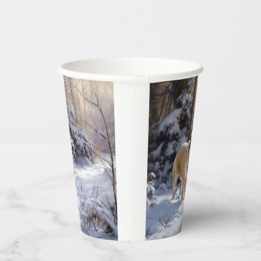 Bulldog Laat het sneeuwen Kerstmis geborsteld Papieren Bekers (Rechts)