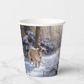 Bulldog Laat het sneeuwen Kerstmis geborsteld Papieren Bekers (Voorkant)