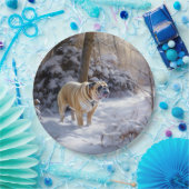 Bulldog Laat het sneeuwen Kerstmis geborsteld Papieren Bordje (Feest)