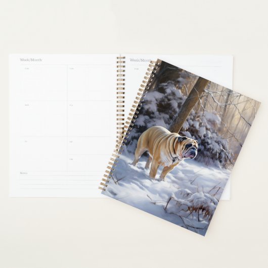 Bulldog Laat het sneeuwen Kerstmis geborsteld Planner (Display)