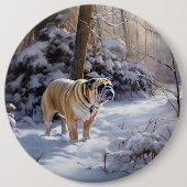 Bulldog Laat het sneeuwen Kerstmis geborsteld Ronde Button 6,0 Cm (Voorkant)