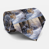 Bulldog Laat het sneeuwen Kerstmis geborsteld Stropdas (Opgerold)