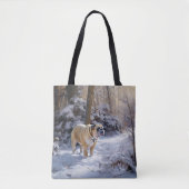 Bulldog Laat het sneeuwen Kerstmis geborsteld Tote Bag (Voorkant)