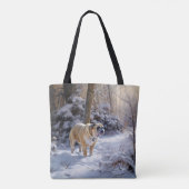 Bulldog Laat het sneeuwen Kerstmis geborsteld Tote Bag (Achterkant)