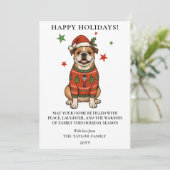 Bulldog lelijke trui kerst hond kerstmuts feestdagenkaart (Staand voorkant)