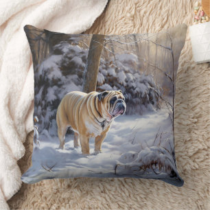 Bulldog Let It Snow Kerst Borstelproduct Kussen