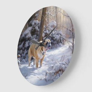 Bulldog Let It Snow Kerst Borsteltrui Grote Klok